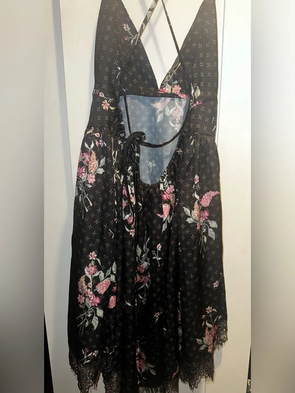 NWT FREE PEOPLE Floral Mini Slip With Lace Trim $98 MSRP - Image 5