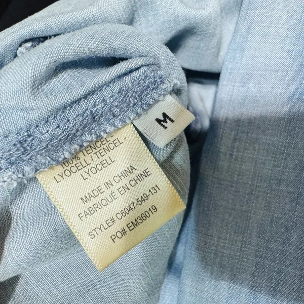 Anthropologie Cloth‎ & Stone Blue Chambray wide Leg Jumpsuit sz M open back - Image 8