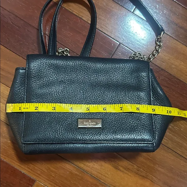 Kate Spade Black Leather Crossbody Bag Purse Chain Strap Minimalist Day Evening - Image 12
