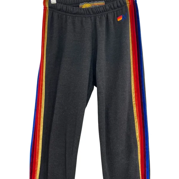 Aviator Nation Classic Sweatpants Velvet Stripes Jogger Gray Black Size Small‎ - Image 6