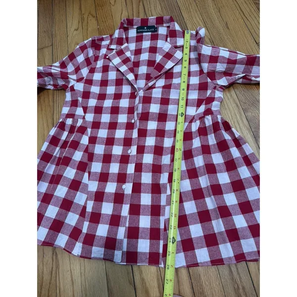Pomander Place Tuckernuck Scarlett Red Gingham Cotton Button Down Blouse XS‎ - Image 9