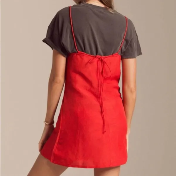 NEW Billabong Love Like Summer Linen Blend Red Dress M - Image 2