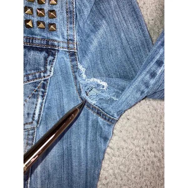 a.n.a Studded Denim Jacket Women M Distressed Trucker Punk Biker y2k‎ Western Cowgirl - Image 4