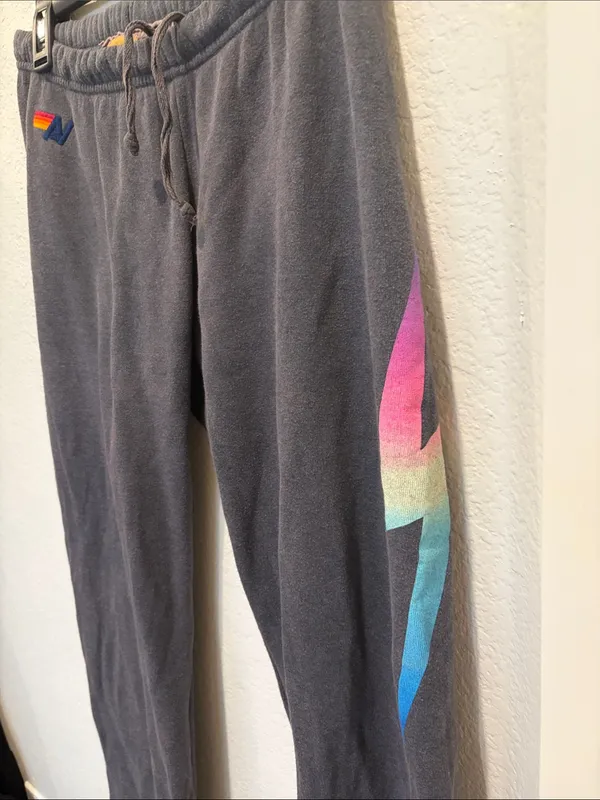 Aviator Nation Bolt Sweatpants in Rainbow Pink Size M - Image 4
