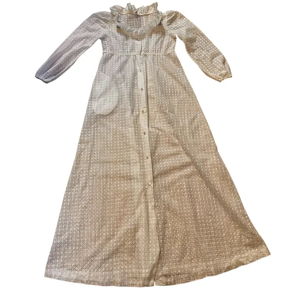 Vtg Juli Jr of Slumbertog Sheer Long Blanket Robe 1 Pocket Button Front Size 7 - Image 11