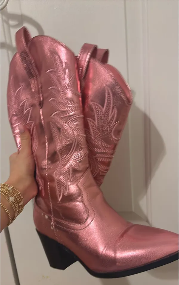 Altar'd State Pink shiny/sparkly cowgirl boots - Image 4
