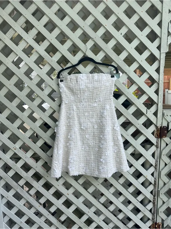 Free People Anthropologie Sundream Strapless Tweed Floral Mini Dress - Image 9