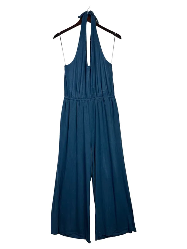 Old Navy Waist-Defined Halter Minimalist Wide Leg Relaxed Fit Jumpsuit Size L - Image 2
