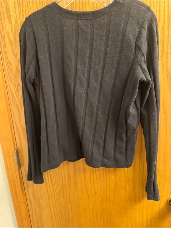 Madewell Black Ribbed V-Neck Button-Up Cardigan - Image 7