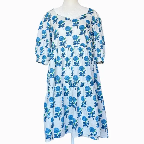 THML Short Sleeve Blue‎ Floral Mini Dress Sz S - Image 2