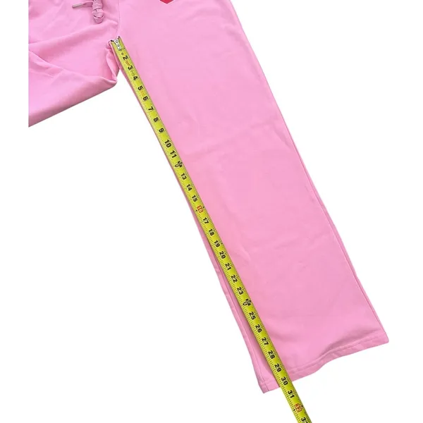 EDIKTED 06 Wide Leg Cotton Blend Drawstring Sweatpants size small Pink - Image 6
