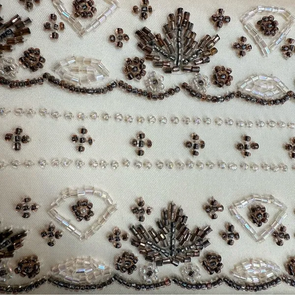 Vintage La Regale Beaded Satin Evening Bag Cream Brown Artsy‎ Fairycore Ethereal - Image 4