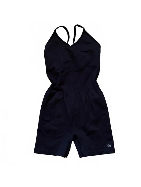 Alo Yoga Seamless Ribbed Favorite Romper Jumpsuit Black Women's Size Large - Image 3