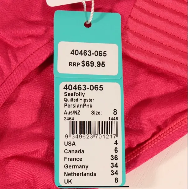 NWT Quilted Hipster Bikini Bottoms in Persian Pink - Image 3