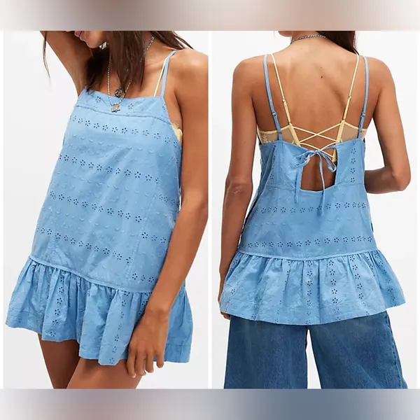 Free People Caught Up Tunic in Blissful Blue Combo, NWT - Image 8