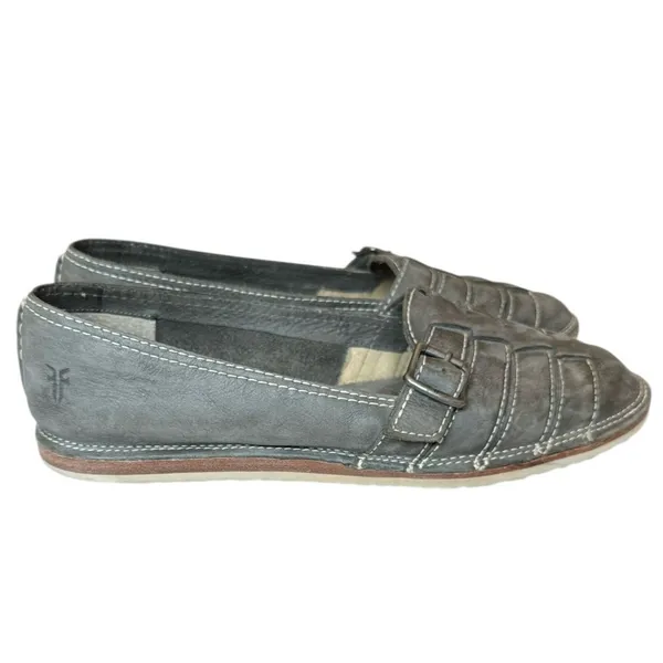 Frye Milly Fisherman Women's Charcoal Leather Slip-on Leather Flats Size 9.5 - Image 3