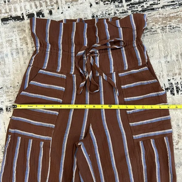 Free People come to play striped wide leg cropped pants - Image 9