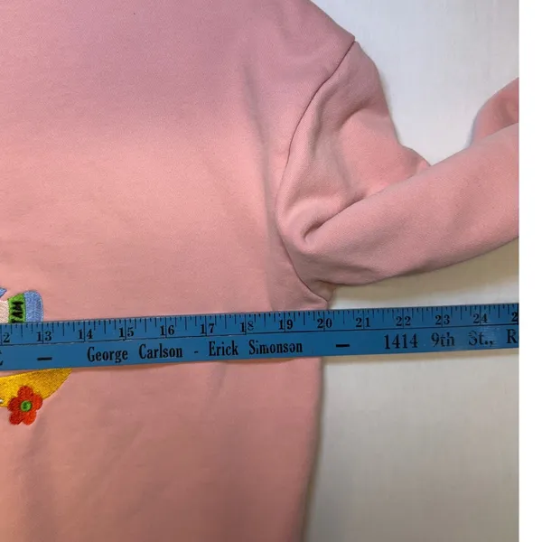 Kina & Tam Pink Embroidered Scooter Girl Organic Cotton Sweatshirt‎ Small - Image 4