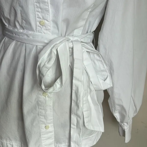 Free People Abbey Bishop Sleeve Button Down White Tunic Size Medium - Image 8