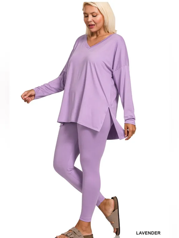 Zenana Outfitters NEW!Plus Size Lavender brushed soft microfiber loungewear set Size 2X - Image 2