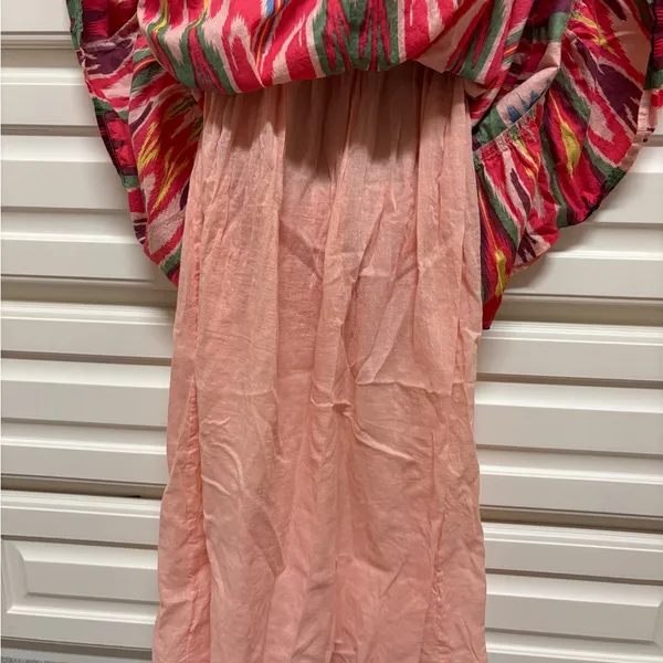 THML Multicolor Ikat-Style Summer Dress in Blue and Coral - Image 7