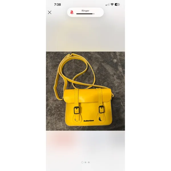 Dr Martens 7 Inch Yellow Leather Satchel Mini Crossbody Bag Buckle Accent - Image 12