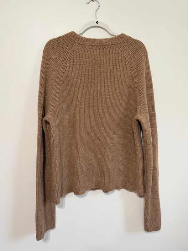 Quince Mongolian Cashmere Fisherman Crewneck Sweater Size XL Women’s Tan Brown - Image 6