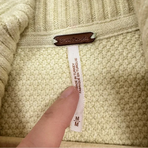 Free People Yellow Cable Knit Quarter Zip Sweater Vest Womens M Classic Preppy - Image 6