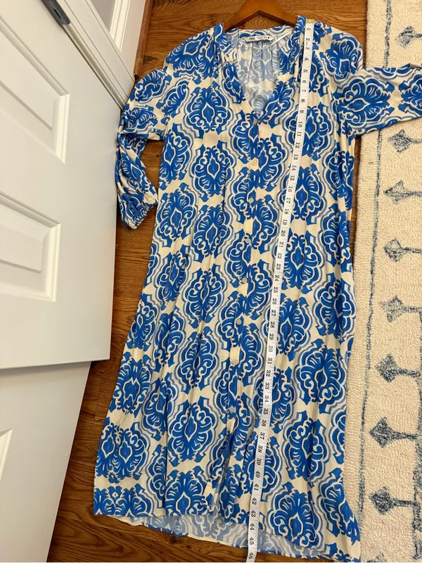 Zara Medallion Print Button Down Tunic Kaftan Midi Dress Size Small - Image 9