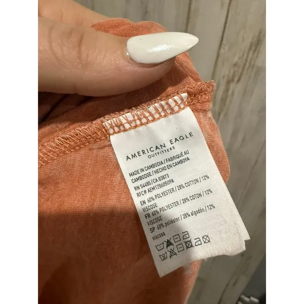 American Eagle Outfitters Tank Top‎ Womens XS Peach Pink Floral Scoop - Image 7