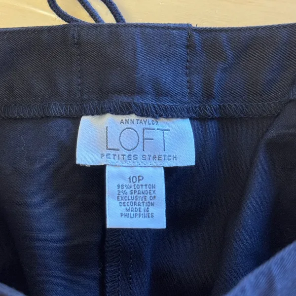Y2K Ann Taylor Loft Petites Navy Blue Lace‎ Up Back Stretch Pants 10P Zip Leg - Image 5