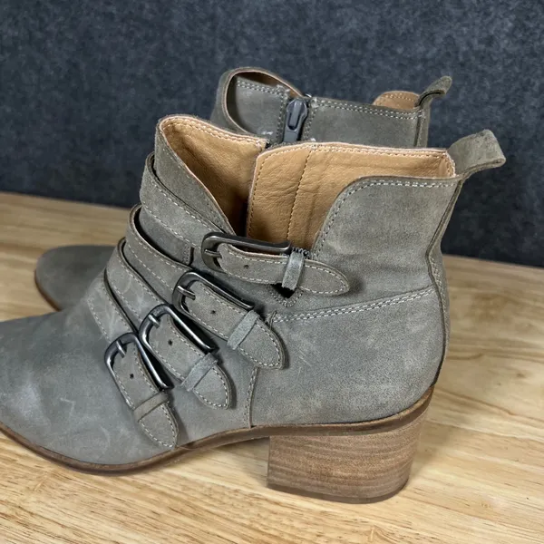 Lucky Brand Loreniah Grey Suede Buckle Moto Ankle Boots 7.5 M LK-LORENIAH - Image 2