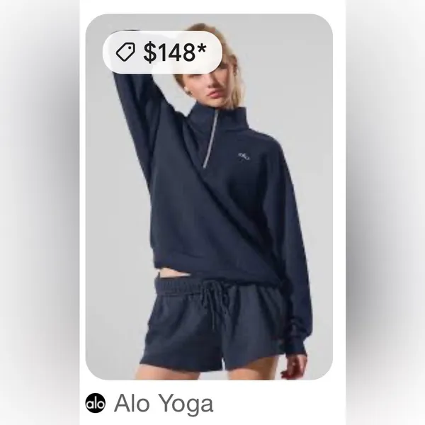 ALO Yoga NWT Accolade 1/4 Zip Pullover Navy Blue Size M oversized - Image 5