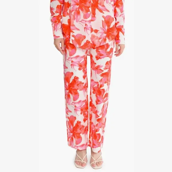 Wayf Brielle Floral Pants Red and Pink Straight Leg Pants‎ Size Medium NWT - Image 2