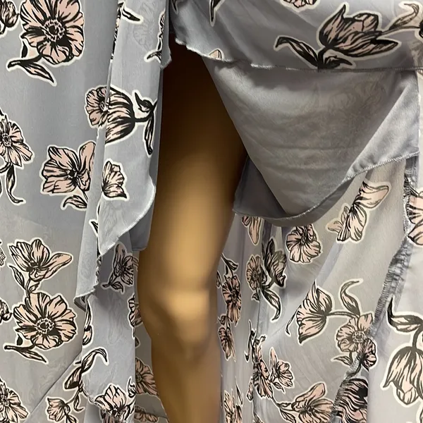 Japna Blue Pink Floral Maxi Faux Wrap Dress Lined to above the knee size M - Image 7