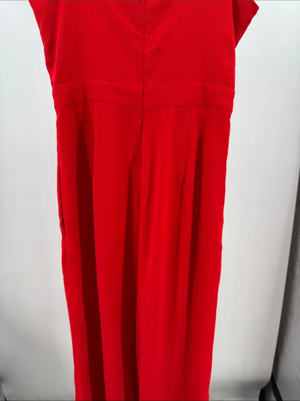 entro Vibrant Red Jumpsuit wide leg new bow cut out holiday M event party HOCO - Image 4