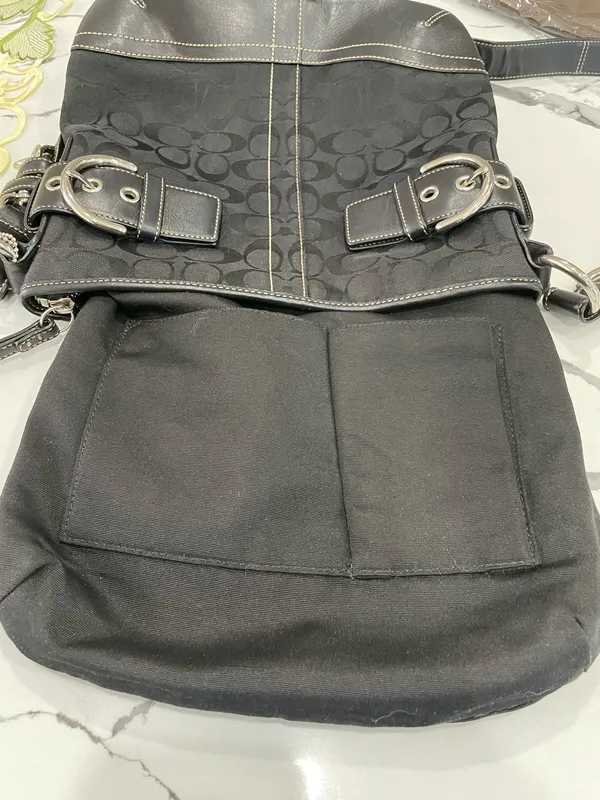 Vintage Coach Soho Signature Canvas Buckle Duffle Bag 3574 Black ORIGIN RECEIPT - Image 12