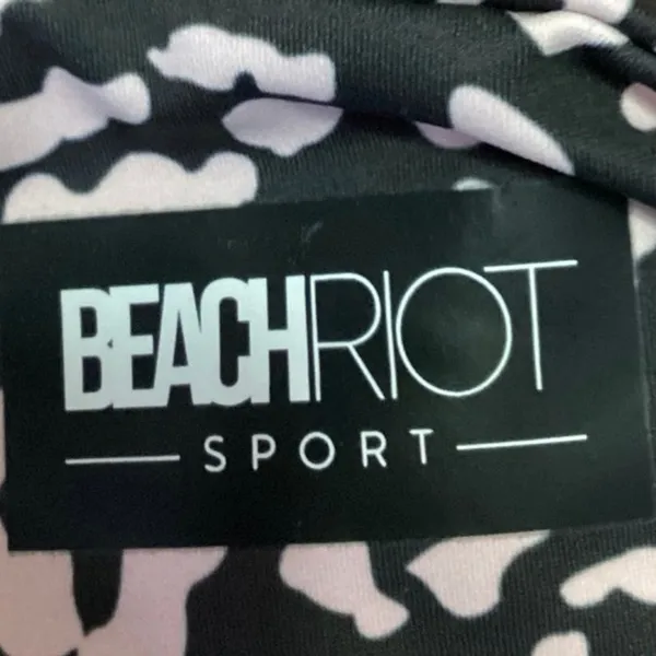 Beach Riot Black Cream Animal Leopard Print Knot Athletic Sports Bra Top Size M - Image 4