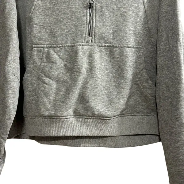Trendy Queen Women's XL Gray Cropped Fleece Lined Half‎ Zip Hoodie - Image 5