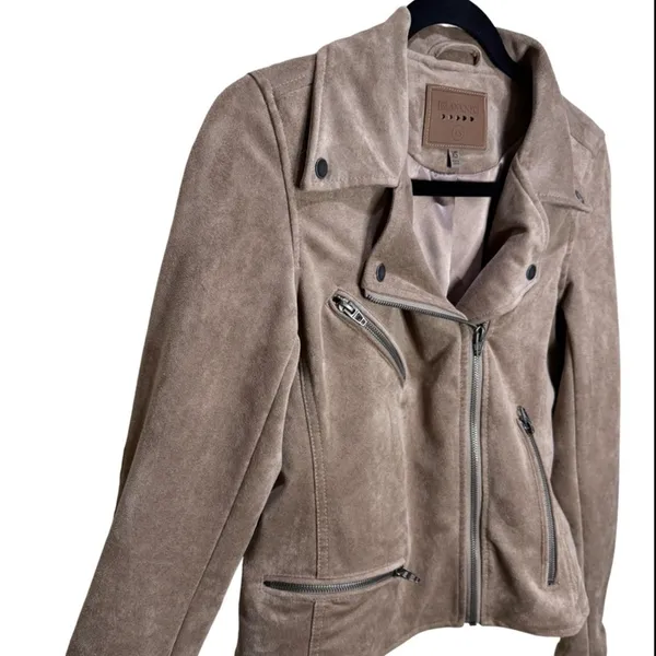 Blank NYC Faux Suede Moto Jacket - Sand Stone XS - Image 3