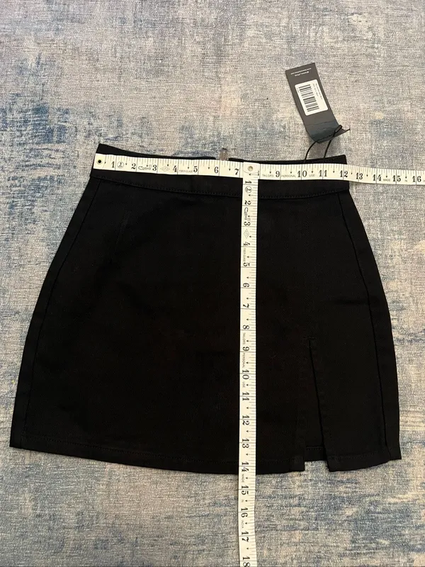 Lioness Princess Polly The Lola Black Side Slit Denim Mini Skirt Size 0 / XXS - Image 7