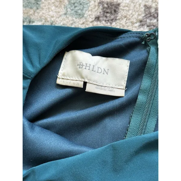 BHLDN Lena‎ Dress Size 4 Teal Flutter Sleeve Side Slit Maxi Wedding Bridesmaid - Image 3