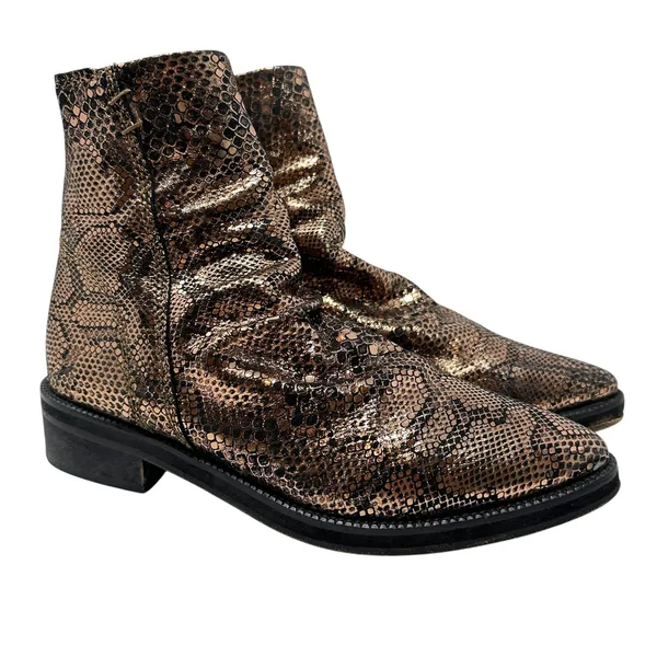 Free People Amarone Ankle Boot Metallic Copper‎ Snakeskin Print Size 38 US 7.5 - Image 2