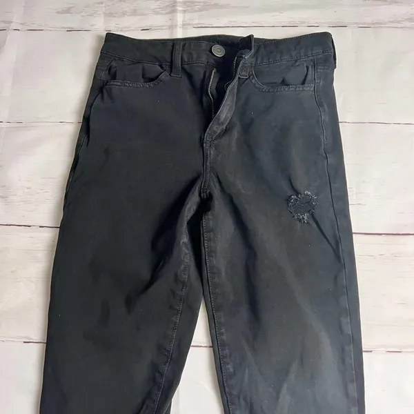 American Eagle Outfitters Women's Distressed Black Skinny Jeans Sz 4 - Image 6