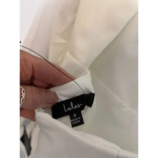 Lulus Exceptionally Flirty Dress S NWT White Backless Long Sleeve Mini Bridal - Image 7