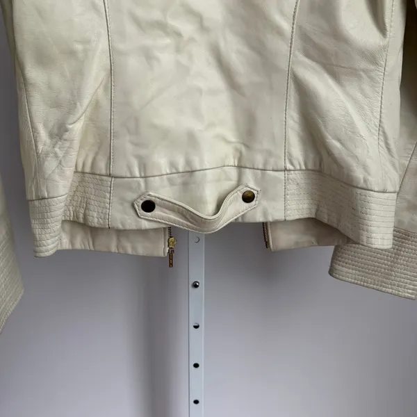 Arden B. Ivory Leather‎ Y2k VTG Moto Jacket Womens Small Full Zip Biker - Image 11