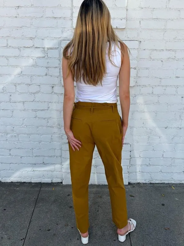J.Crew mustard yellow pants with tie waist size 2 #preppy #workwear #officewear - Image 4
