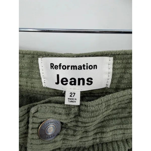 Reformation Alyssa High Rise Wide Leg Corduroy Pants Green 27‎ Organic Cotton - Image 8