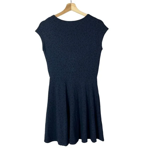 Splendid Navy Blue Leopard Print Short Sleeve A-Line Mini‎ Dress S - Image 2