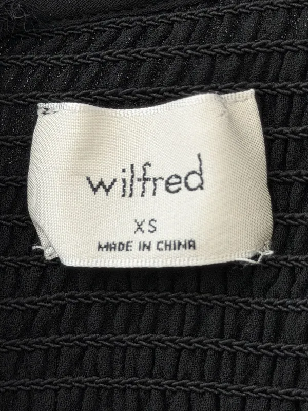 Wilfred Aritzia Black Tempest Smocked Blouse with Sheer Long Sleeves - Image 2